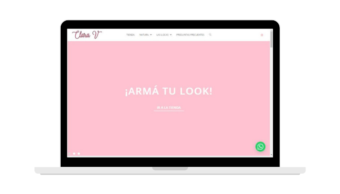 Foto del inicio de la tienda online de Clara v